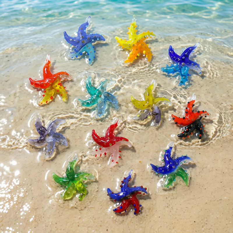 Marine Life Aquariums - Mini Glass Starfish Pendant Colorful Cute