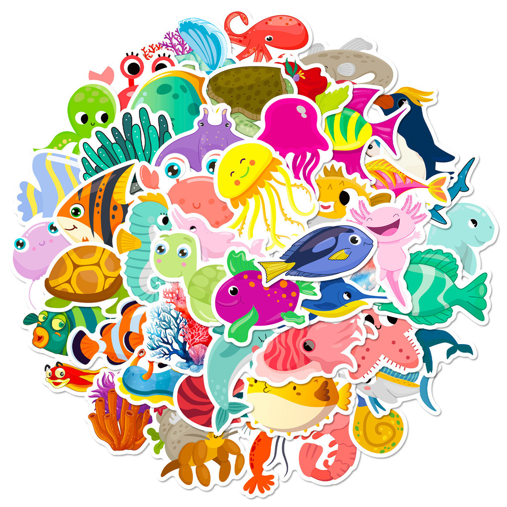 50Pcs Marine Life Stickers - C - Marine Life Aquariums review and price