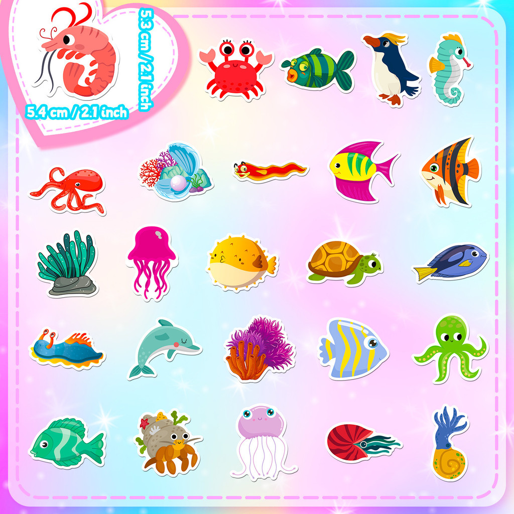 50Pcs Marine Life Stickers - C - Marine Life Aquariums review and price