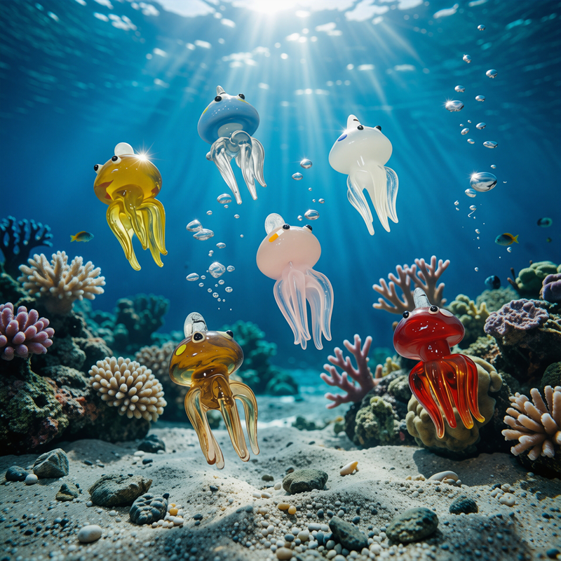 Colorful Mini Jellyfish Glass  - Marine Life Aquariums review and price