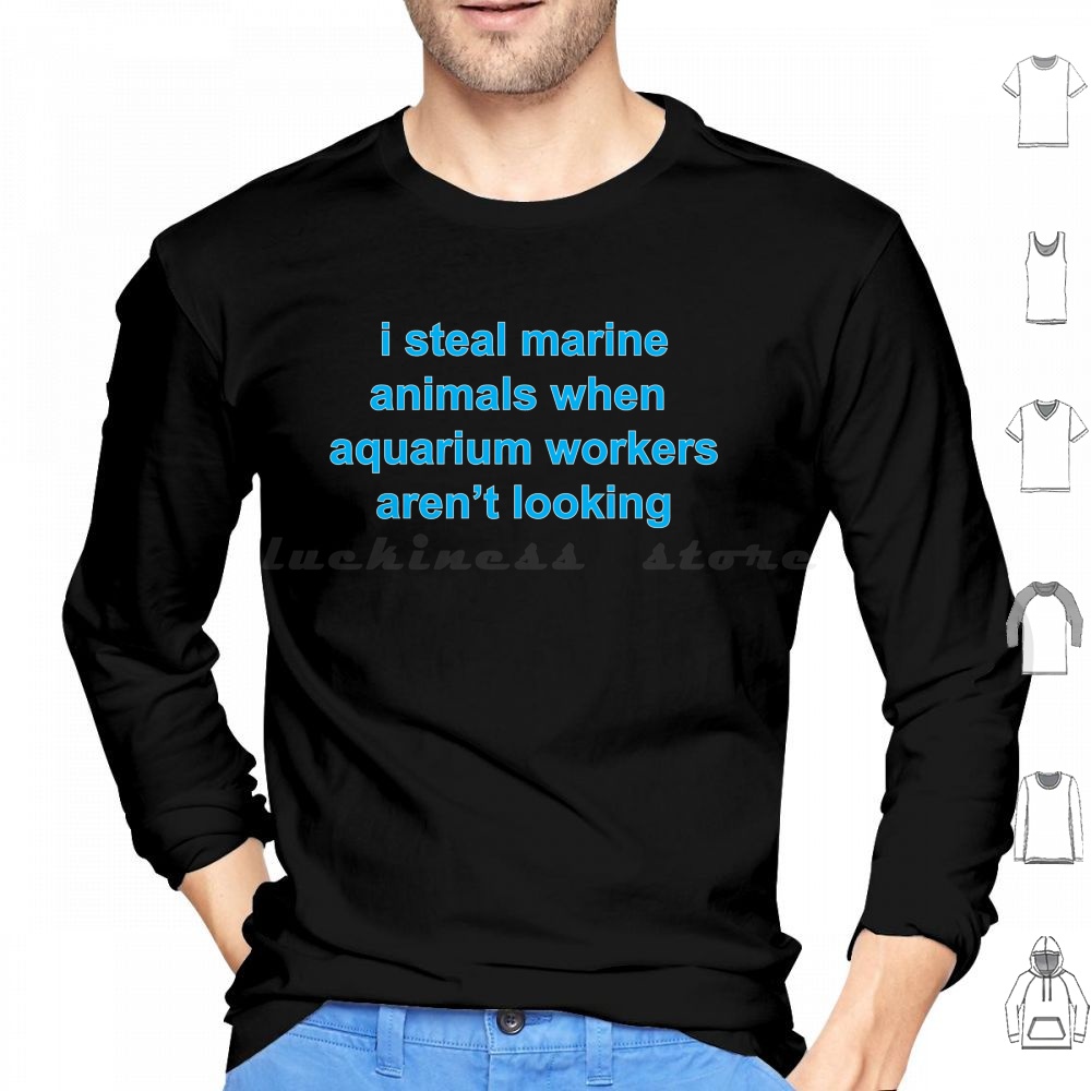 Fishy Shirt Hoodie Cotton Long - Marine Life Aquariums review and price